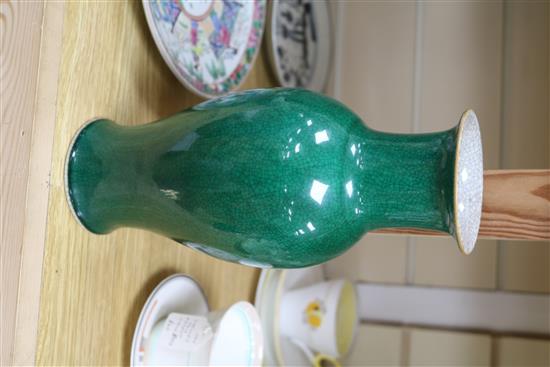 A Chinese green crackle glazed vase height 26cm